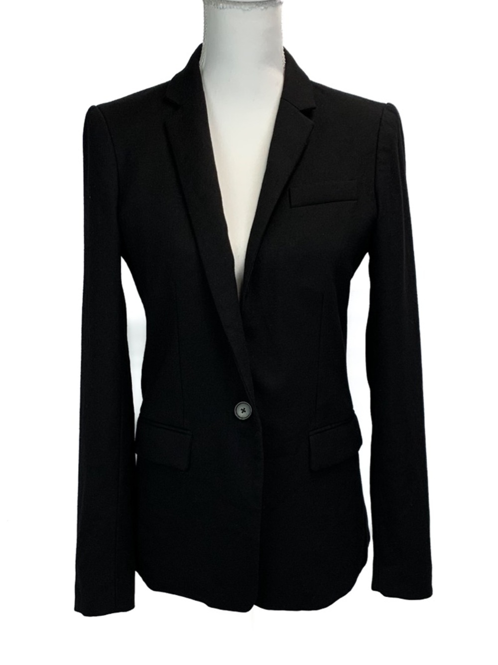 J Crew Women Regent Blazer Size 4 Tall Black Classic Stretch Wool Lined Slim